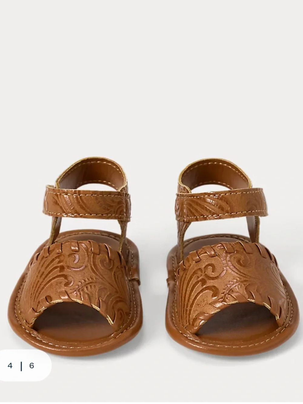 Ralph Lauren Embossed Whipstitch Faux- Leather Sandals